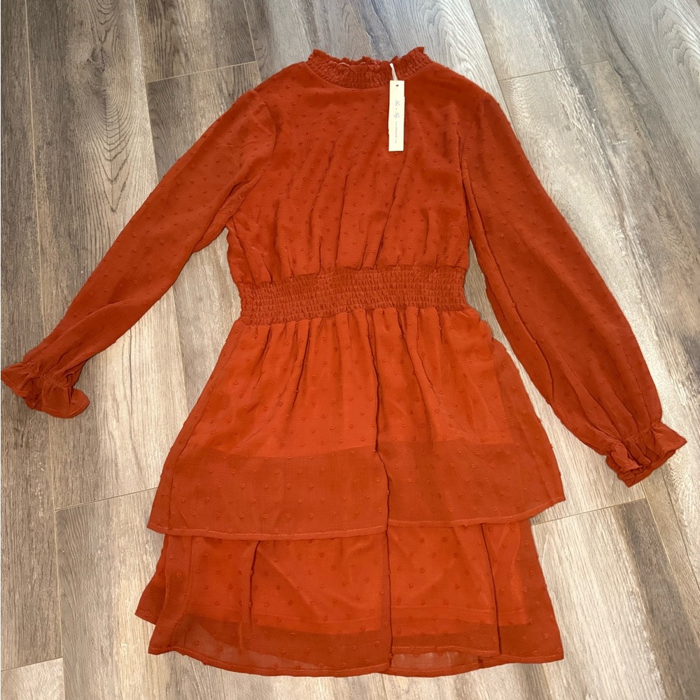 She + Sky Mock Neck Long Sleeve Dress Size Large